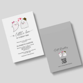 Little Boo Baby shower Halloween Ghost QR-code Kaart