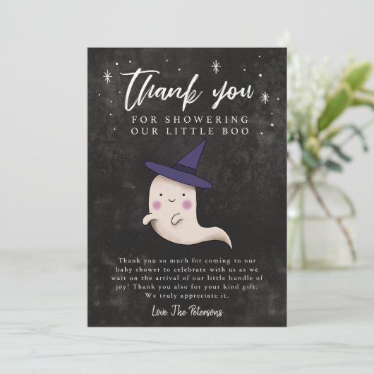 Little Boo Baby shower Halloween Meisje Ghost Bedankkaart (Staand voorkant)
