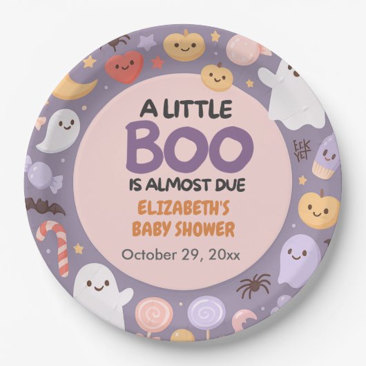Little Boo baby shower Halloween Papieren Bordje (Voorkant)