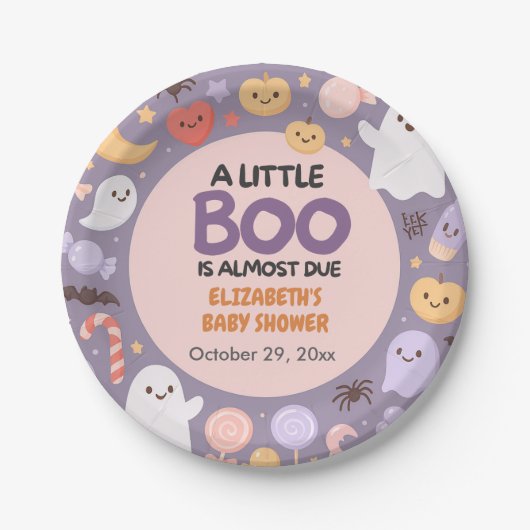 Little Boo baby shower Halloween Papieren Bordje (Voorkant)