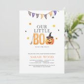 Little Boo Baby shower, Halloween pompoendouche Kaart (Staand voorkant)