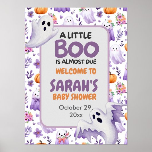 Little Boo baby shower Halloween Welkomstbord Poster (Voorkant)