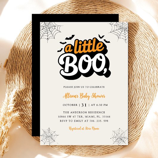 Little Boo Baby shower Invitation Kaart