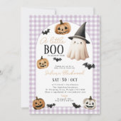 Little Boo Baby shower Paarse Ghost Pumpkin Kaart (Voorkant)