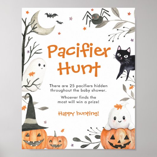 Little Boo Baby shower Pacifier Hunt Spelbord Poster (Voorkant)