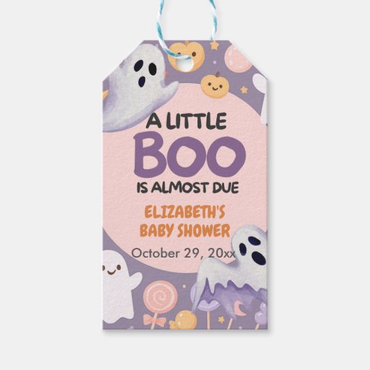 Little Boo baby shower Pumpkin Halloween Cadeaulabel (Voorkant)