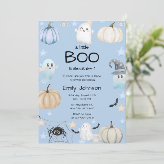 Little Boo-Baby shower | Schattigee Halloween Kaart (Staand voorkant)