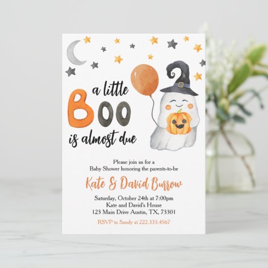 Little Boo Baby Shower Uitnodiging (Staand voorkant)