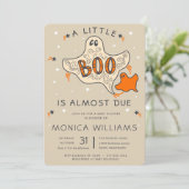 Little Boo bijna due | Halloween Baby shower Kaart (Staand voorkant)