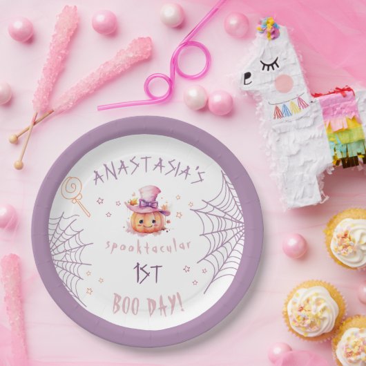 Little Boo Bijna Verjaardag Halloween Baby Meisje Papieren Bordje (Feest)