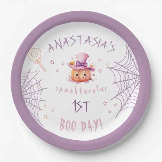 Little Boo Bijna Verjaardag Halloween Baby Meisje Papieren Bordje (Voorkant)