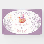 Little Boo Bijna Verjaardag Halloween Baby Meisje Spandoek (Horizontaal)