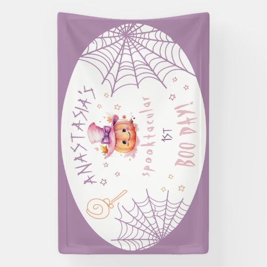 Little Boo Bijna Verjaardag Halloween Baby Meisje Spandoek (Verticaal)