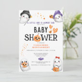 Little Boo bijna wegens Cute Halloween Baby shower Kaart (Staand voorkant)