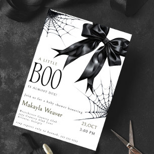 Little Boo Black Bow Baby shower Kaart