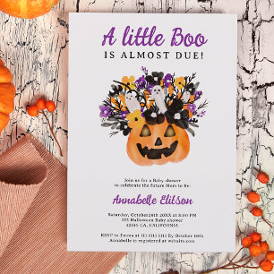 Little boo bloemenpompoen Halloween baby shower Kaart