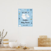 Little Boo Blue Boy Ghost Baby shower Welkom Poster (Keuken)