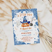 Little Boo Blue Boy Pumpkin Baby shower Kaart