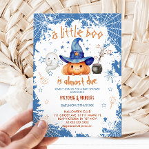 Little Boo Blue Boy Pumpkin Baby shower