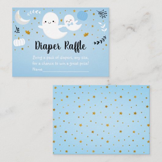 Little Boo Blue Ghost Baby shower Diaper Raffle Informatiekaartje (Voorkant / Achterkant)