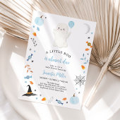 Little Boo Blue Ghost Halloween Baby shower Kaart