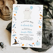 Little Boo Blue Ghost Halloween Baby shower Kaart