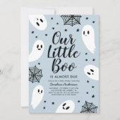 Little Boo Blue Ghost Halloween Baby shower Kaart (Voorkant)
