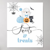 Little Boo blue ghost Halloween snoepjes en lekker Poster (Voorkant)