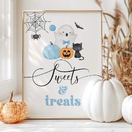 Little Boo blue ghost Halloween snoepjes en lekker Poster