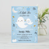 Little Boo Blue Ghost Pumpkin Baby shower Kaart (Staand voorkant)