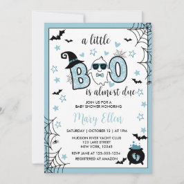 LITTLE BOO BLUE HALLOWEEN BABY SHOWER KAART