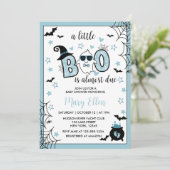 LITTLE BOO BLUE HALLOWEEN BABY SHOWER KAART (Staand voorkant)