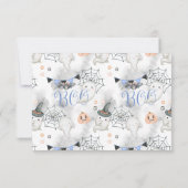 Little Boo Blue Halloween Ghost Baby shower Foto Bedankkaart (Achterkant)