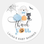 Little Boo blue spooky baby shower bedankt Ronde Sticker (Voorkant)