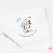 Little Boo blue spooky baby shower bedankt Ronde Sticker (Envelop)