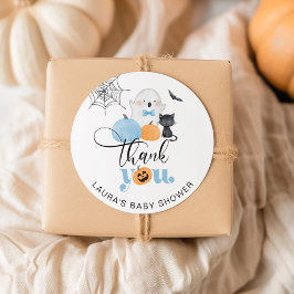 Little Boo blue spooky baby shower bedankt Ronde Sticker