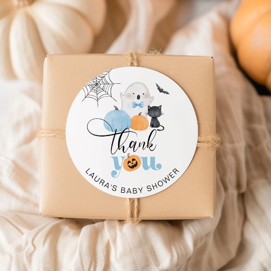 Little Boo blue spooky baby shower bedankt Ronde Sticker