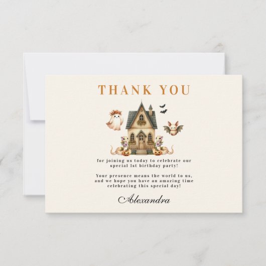 Little Boo Boho Birthday Bash Bedankkaart (Voorkant)