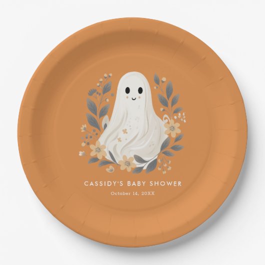 Little Boo Boho Ghost Halloween Baby shower Papieren Bordje (Voorkant)