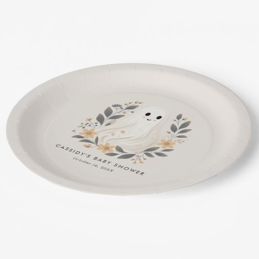 Little Boo Boho Ghost Halloween Baby shower Papieren Bordje (Gekanteld)