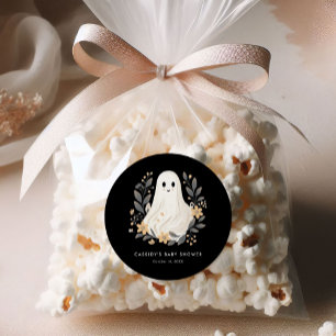 Little Boo Boho Ghost Halloween Baby shower Ronde Sticker
