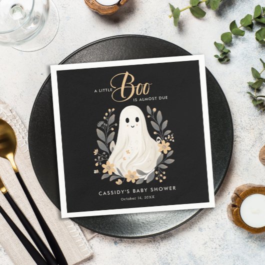 Little Boo Boho Ghost Halloween Baby shower Servet