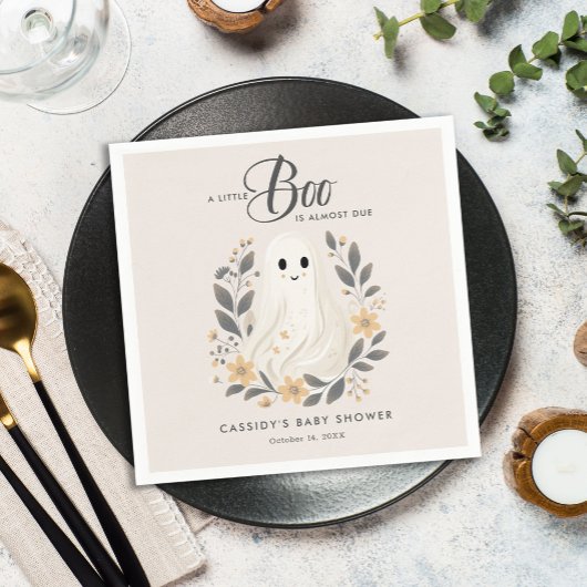 Little Boo Boho Ghost Halloween Baby shower Servet