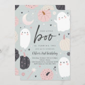Little Boo Boho Halloween Ghost 2e Verjaardagsfees Kaart (Voorkant / Achterkant)