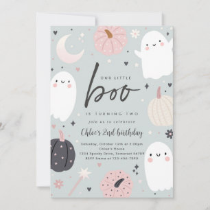 Little Boo Boho Halloween Ghost 2e Verjaardagsfees Kaart