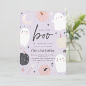 Little Boo Boho Halloween Ghost 2e Verjaardagsfees Kaart (Staand voorkant)