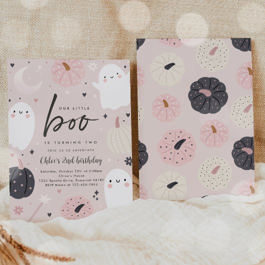 Little Boo Boho Halloween Ghost 2e Verjaardagsfees Kaart