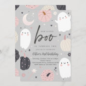 Little Boo Boho Halloween Ghost 2e Verjaardagsfees Kaart (Voorkant / Achterkant)