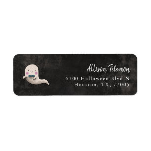 Little Boo Bow Tie Ghost Return Address Etiket