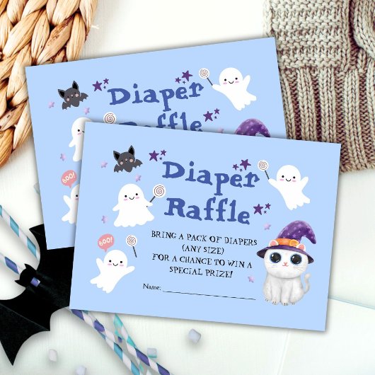 Little Boo Boy Halloween Baby shower Luier Raffle Informatiekaartje